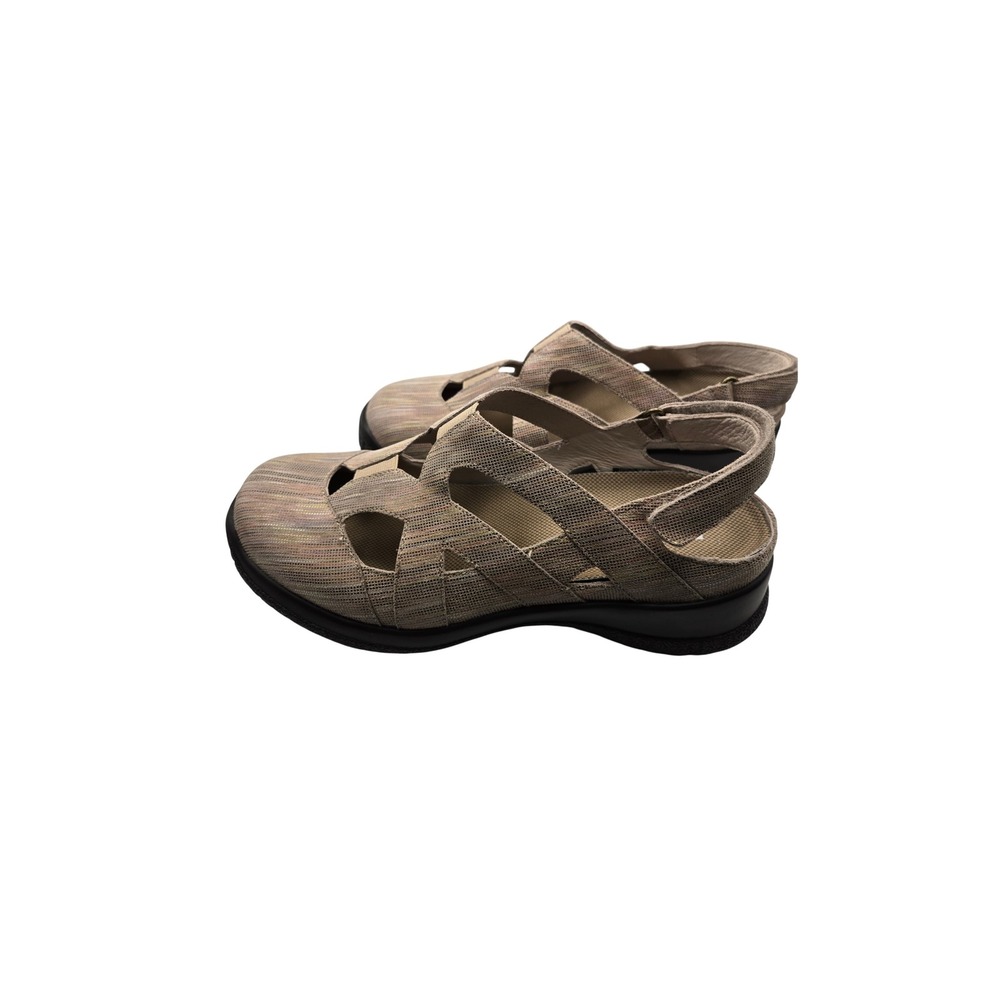 Drew Sandal Womens 8W Smiles Metallic Taupe Leather Fisherman Orthotic EUC
